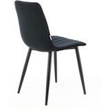 MaxxHome Eetkamerstoel - Eetkamerstoelen set van 2 - Velvet/Stoffen Stoel - Zwart