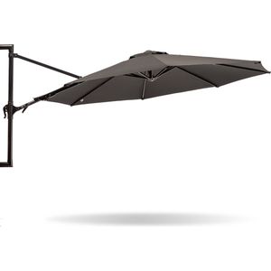 MaxxGarden Muurparasol - Zweefparasol voor balkon of muur - Ø 270 cm - met zwengel - Zwart