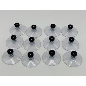 12 x Zuignap 50 mm met schroefdraad M4x10 + zwart moertje