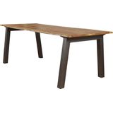 Tree - Eettafel - boomstam blad - massieve acacia - L 180cm - Dikte 2,5cm - Stalen U-poten - grijs gepoedercoat