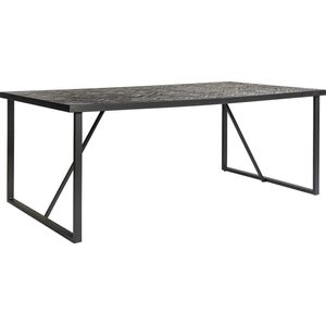 Duverger® Herringbone - Eettafel - zwart - visgraat parket - metalen f