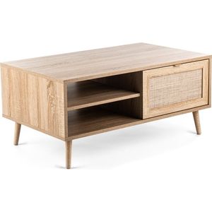 Cosy Scandinavian - Salontafel - 1 deur - 2 nissen - MDF met melamine - linnen structuur deco