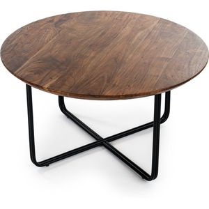 Cross Scandinavian - Salontafel - rond - acacia - naturel - stalen poten - geplooid