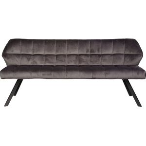 Cosy velvet - Eetkamerbank - antraciet velours - raster patroon - L 180cm