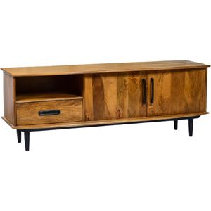 Nostalgic retro - TV-meubel - mangohout - bruin - lade - nis - 2 deuren - L 152cm