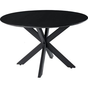 Nordic - Eettafel - acacia - zwart - rond - dia 130cm - spider poot - gecoat staal