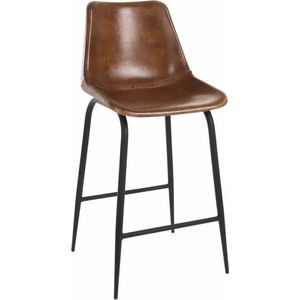 High chair 2 - Barstoel - set van 2 - cognac - leder - metaal