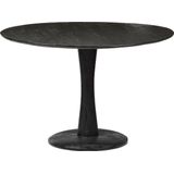 Scandi-design - Eettafel - rond - 120cm - zwart- mangohout - massief - centrale poot