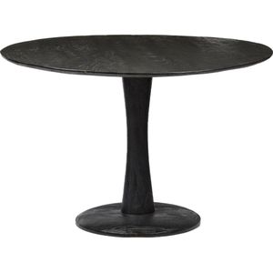 Scandi-design - Eettafel - rond - 120cm - zwart- mangohout - massief - centrale poot