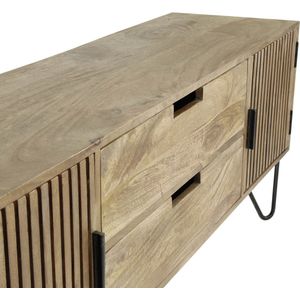 Barred - TV-meubel - 2 deuren - 2 lades - massief mangohout - zandkleur
