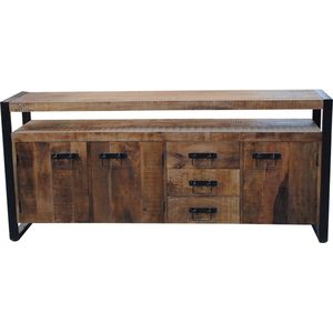 Robust - Dressoir - 3 lades - 3 deuren - 1 nis - naturel mangohout - staal