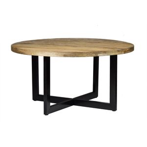 Robust - Eettafel - 150cm - mangohout naturel - zwart gecoat staal - U-poten - rond