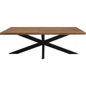 Omerta - Eettafel - rechthoekig - 180cm - mangohout - naturel - stalen Spiderpoot - zwart gecoat