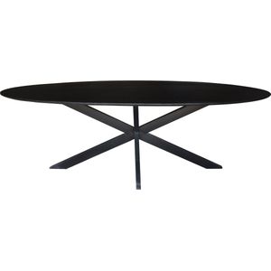 Nordic - Eettafel - acacia - zwart - 240cm - ovaal - spiderpoot - gecoat staal