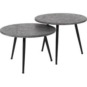 Heavy Metal - Salontafel - set van 2 - rond - Ø55 - metaal - grijs