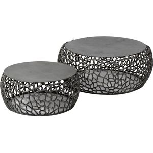 Chromy - Salontafel - set van 2 - rond - zwart nikkel - zandgegoten - aluminium