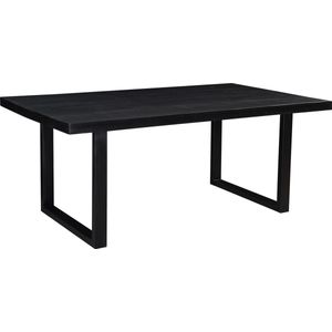 Black Omerta - Eettafel - mango - zwart - rechthoekig - 180x100 cm - stalen U-poot - zwart gecoat