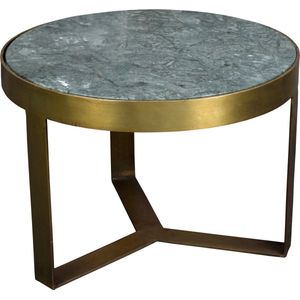 Marble - Bijzettafel - 50cm - marmer - gecoat staal - groen - goud - rond