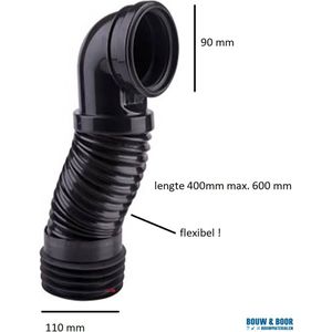 Aloni Wand Aansluitbocht 90° Flexibel Aansluiting Conisch Ø90-110 L:66cm