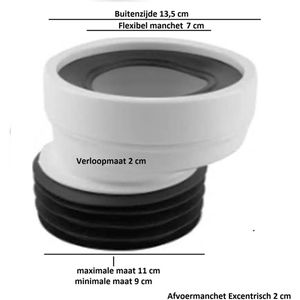 Aloni Toilet Afvoermanchet Excentrisch 2cm