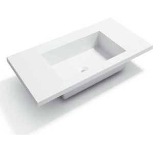 Wastafel Boss & Wessing Zonder Kraangat 45.5x57 cm Solid Surface Wit Boss & Wessing