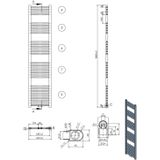 Designradiator bws nile gobi 180x40 cm 699w glanzend wit (midden/zij-aansluiting)