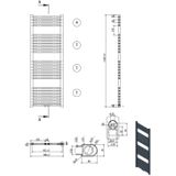 Designradiator bws nile gobi 140x50 cm 655w wit (midden/zij-aansluiting)