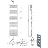 Designradiator bws nile gobi 180x50 cm 821w wit (midden/zij-aansluiting)