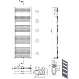 HANDDOEK RADIATOR MIDDEN AANSLUITING WIT 1800X600-944 WATT
