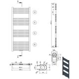 HANDDOEK RADIATOR MIDDEN AANSLUITING CHROOM 1200X500-376WATT