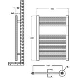 Designradiator bws nile gobi 120x60 cm chroom midden/zij-aansluiting