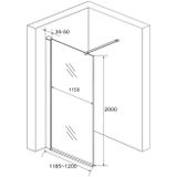 ALONI - INLOOPDOUCHEWAND ROOKGLAS 8CM 1200X2000CM