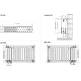 Sanigoods Kansas 2 koloms radiator 140x30cm 1375W wit