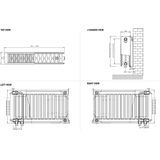 Sanigoods Kansas 2 koloms radiator 240x60cm 4157W wit