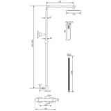 Opbouw Regen doucheset - douchekolom 22 cm Vierkant Zwart Thermostatisch