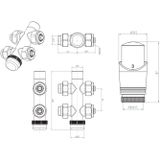 Belrad aansluitset 1/2"" - 3/4"" met thermostaatknop - recht - wit