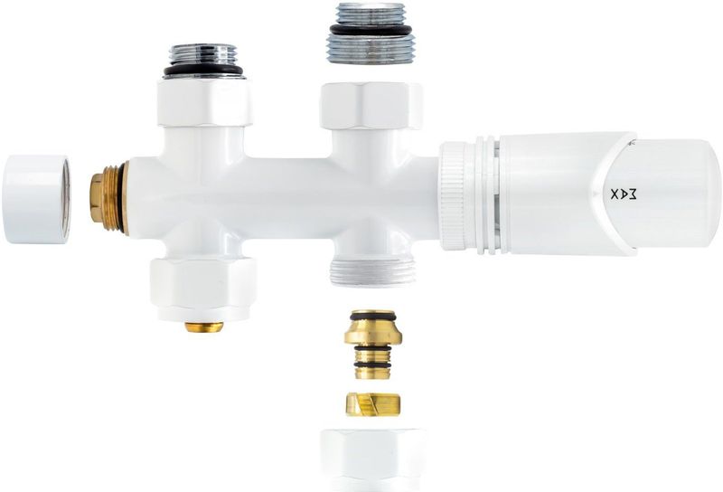 Belrad aansluitset 1/2"" - 3/4"" met thermostaatknop - recht - wit