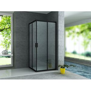 DOUCHE HOEKINSTAP MAT ZWART 80X80X195CM