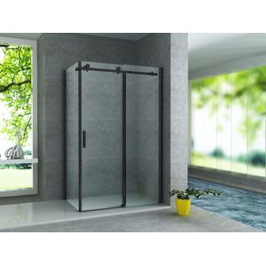 Aloni douche schuifdeur met zijwand 90x120x195 mat zwart