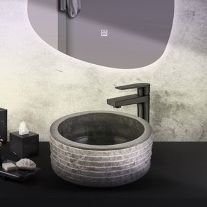 Aloni by Creavit MARMEREN ALUR WASKOM MET GEPOLIJSTE BINNENZIJDE - ZWART 40X15CM