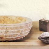 Aloni Marmeren 'Alur' Waskom Met Gepolijste Binnenzijde - Crème 35x15 Cm