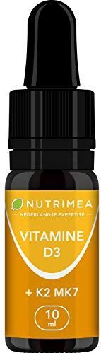 VITAMINES D3 K2 MK7-100% Puur en Vegan – met biologische olijfolie – versterkt immuniteit, gezondheid, tanden, beenderen, spieren – Druppelflesje – Franse fabricatie