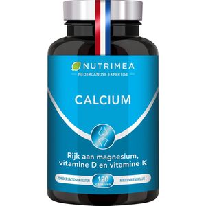 Calcium - Complex Botgezondheid - Magnesium en vitamine D3 & K2 - Versterkt botten en spieren - 120 Vegan Capsules - Nutrimea
