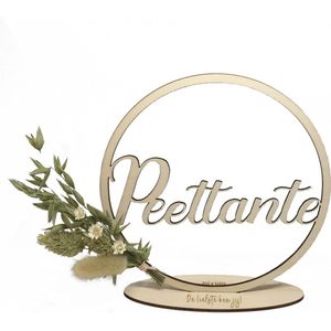Houten kaartje en droogbloemen JUF | BEIGE | bedankt lieve juf | jij bent de liefste | liefste juf | topjuf | einde schooljaar | cadeau