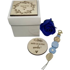 Cadeaudoosje Wil jij mijn METER zijn? | BLAUW | Wie ik ben | sleutelhanger | meter vragen | meter worden | peettante vragen | peettante worden | cadeau | doosje met een vraag | geschenkbox