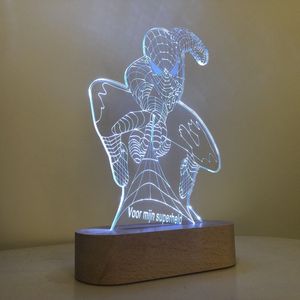 Nachtlamp (LED) liefste Peter | spiderman | coolste peter | superheld | peter vragen | peter worden | peetoom vragen | peetoom worden | doosje met een vraag | cadeau | origineel