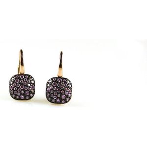 model Carre oorringen in zilver roze verguld roze zirkonia