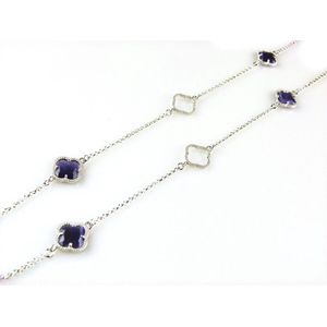 model Fiori open klavers collier in zilver paarse klavers