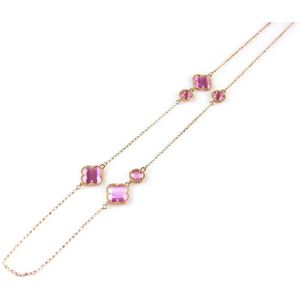 model Fiori fantasie collier in zilver roze verguld model fiori rond en klaver roos