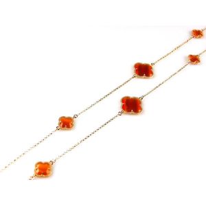 model Fiori gesloten klavers collier in zilver roze verguld oranje klavers